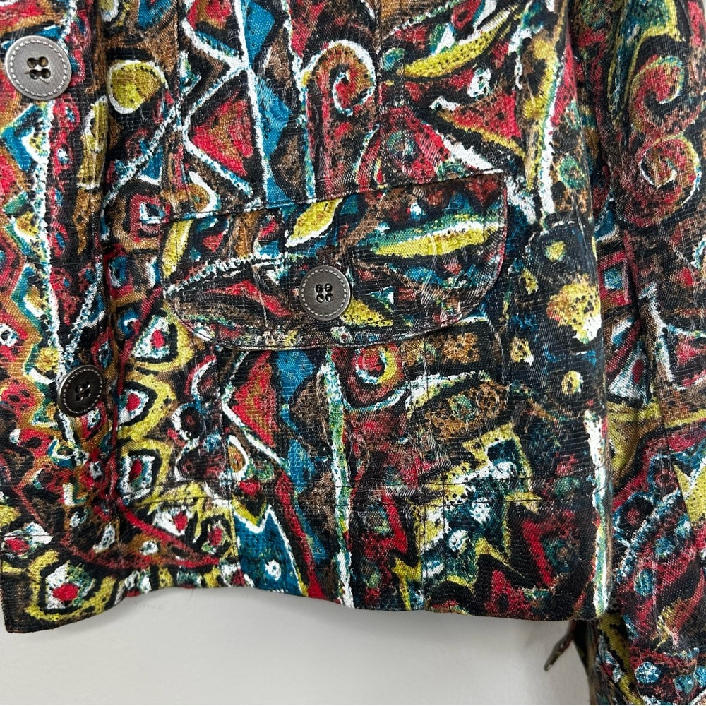 Chico's Multicolor Patterned Button Collar Jacket - image 5